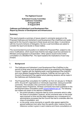 Caithness and Sutherland Local Development Plan Report by Director of Development and Infrastructure