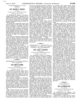 CONGRESSIONAL RECORD— Extensions of Remarks E1359 HON. MICHAEL C. BURGESS HON. BRETT GUTHRIE HON. ALCEE L. HASTINGS HON. ED PE