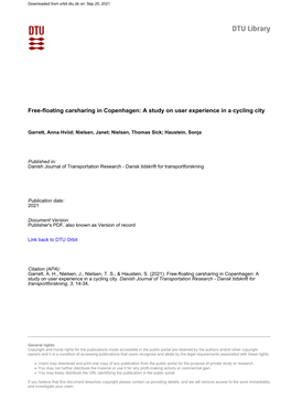 Free-Floating Carsharing in Copenhagen: a Study on User Experience in a Cycling City