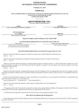ARVINMERITOR, INC. (Exact Name of Registrant As Specified in Its Charter)