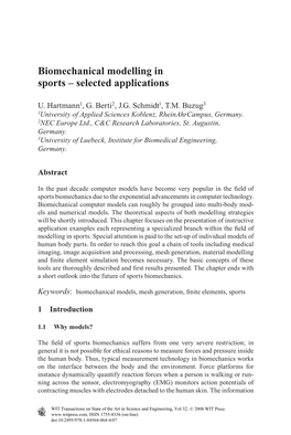 Biomechanical Modelling in Sports – Selected Applications