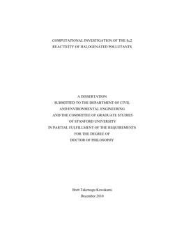 Computational Investigation of the Sn2 Reactivity of Halogenated Pollutants