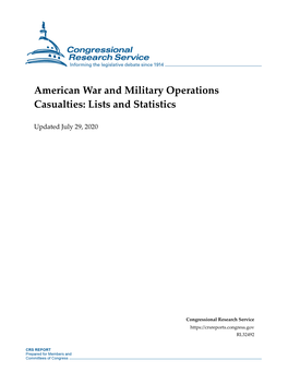 American War and Military Operations Casualties: Lists and Statistics