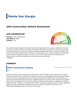 2020 Conservation Outlook Assessment