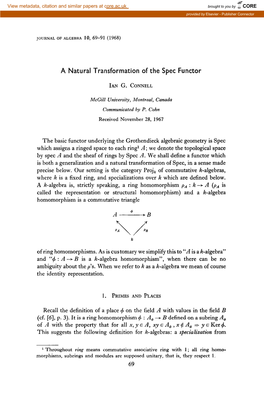 A Natural Transformation of the Spec Functor