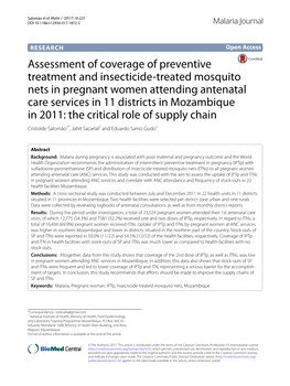 Assessment of Coverage of Preventive Treatment and Insecticide-Treated