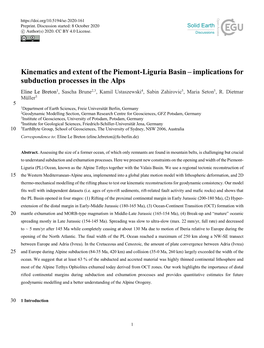 Kinematics and Extent of the Piemont-Liguria Basin