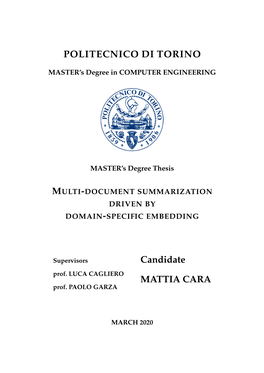 Multi-Document Summarization Drivenby Domain-Specific Embedding