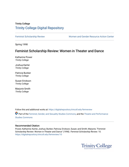 Feminist Scholarship Review: Women in Theater and Dance