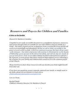 Resources and Prayers for Children and Families