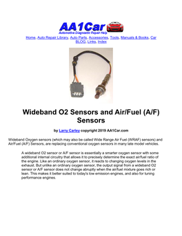 Wideband O2 Sensors and Air/Fuel (A/F) Sensors