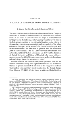 A Science of Time: Roger Bacon and His Successors