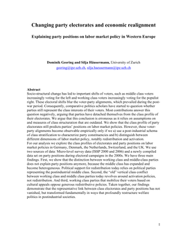 Changing Party Electorates and Economic Realignment