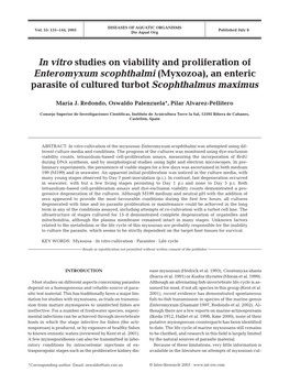 In Vitro Studies on Viability and Proliferation of Enteromyxum Scophthalmi (Myxozoa), an Enteric Parasite of Cultured Turbot Scophthalmus Maximus
