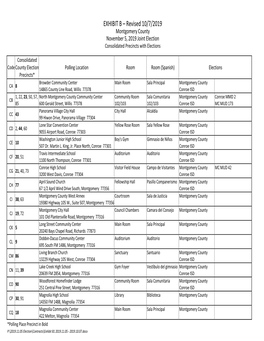 EXHIBIT B – Revised 10/7/2019 Montgomery County November 5, 2019 Joint Election Consolidated Precincts with Elections