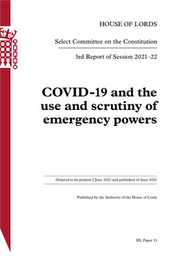 COVID-19 and the Use and Scrutiny of Emergency Powers