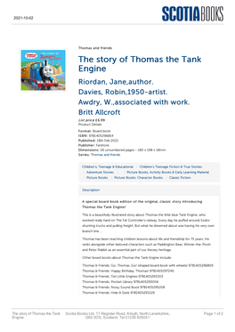 The Story of Thomas the Tank Engine Riordan, Jane,Author