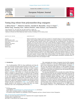 Tuning Drug Release from Polyoxazoline-Drug Conjugates T ⁎ J