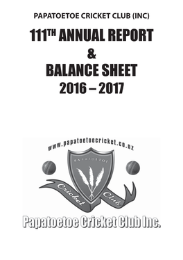 111Th Annual Report & Balance Sheet