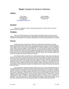 Facet: a Pattern for Dynamic Interfaces