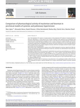 Comparison of Pharmacological Activity of Macitentan and Bosentan in Preclinical Models of Systemic and Pulmonary Hypertension