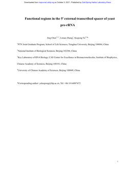 Functional Regions in the 5' External Transcribed Spacer of Yeast Pre-Rrna