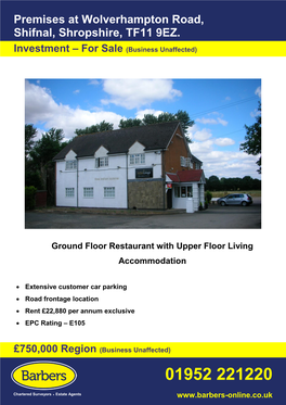 Premises at Wolverhampton Road, Shifnal, Shropshire, TF11 9EZ