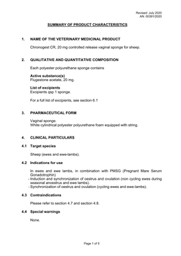 Summary of Product Characteristics 1. Name Of