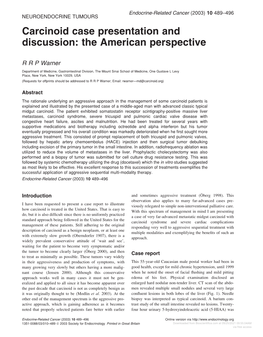 Carcinoid Case Presentation and Discussion: the American Perspective