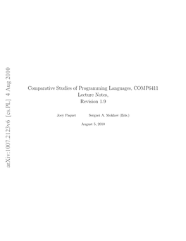 Comparative Studies of Programming Languages; Course Lecture Notes