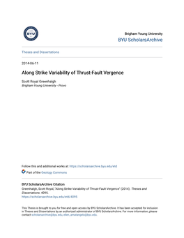 Along Strike Variability of Thrust-Fault Vergence