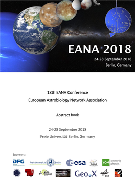 18Th EANA Conference European Astrobiology Network Association