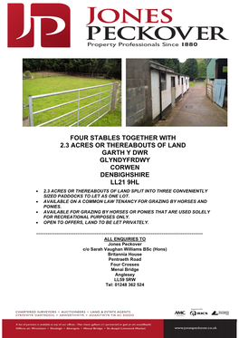 Four Stables Together with 2.3 Acres Or Thereabouts Of