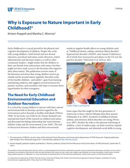 Why Is Exposure to Nature Important in Early Childhood?1 Kristen Poppell and Martha C