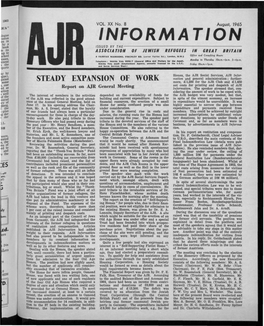 INFORMATION ISSUED by the ASSOCIATION of JEWISH REFUGEES in GREAT BRITAIN 0//Ice and Consulting Hours: B FAIRFAX MANSIONS, FINCHLEY RD