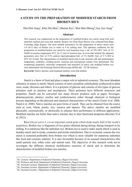 A Study on the Preparation of Modified Starch from Broken Rice