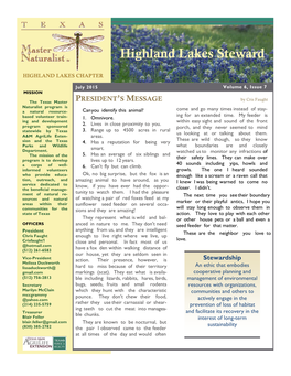 Highland Lakes Steward