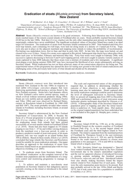 Eradication of Stoats (Mustela Erminea) from Secretary Island, New Zealand