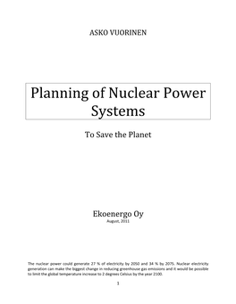 Planning of Nuclear Power Systems