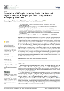 Description of Lifestyle, Including Social Life, Diet and Physical Activity, of People ≥90 Years Living in Ikaria, a Longevity Blue Zone