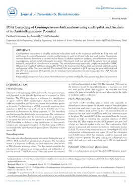 DNA Barcoding of Cardiospermum Halicacabum Using Trnh