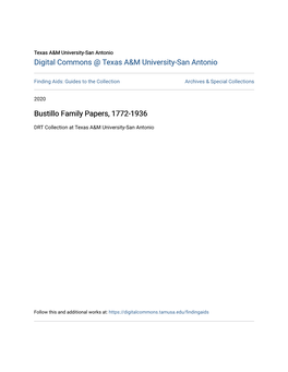 Bustillo Family Papers, 1772-1936