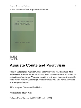 Auguste Comte and Positivism 1 a Free Download From