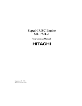 Superh RISC Engine SH-1/SH-2