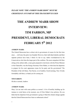 The Andrew Marr Show” Must Be Credited If Any Part of This Transcript Is Used