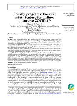 Loyalty Programs: the Vital Safety Feature for Airlines to Survive COVID-19