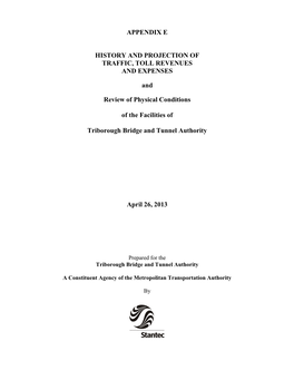 Appendix E: History and Projection of Traffic, Toll Revenues And