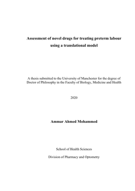 Assessment of Novel Drugs for Treating Preterm Labour Using a Translational Model