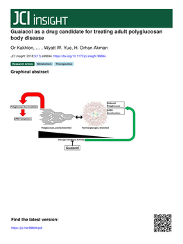 Guaiacol As a Drug Candidate for Treating Adult Polyglucosan Body Disease