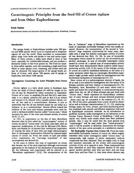 Cocarcinogenic Principles from the Seed Oil of Croton Tiglium and from Other Euphorbiaceae